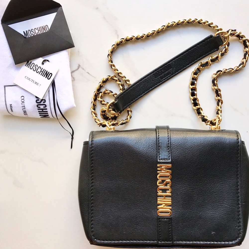 Moschino Logo leather shoulder bag